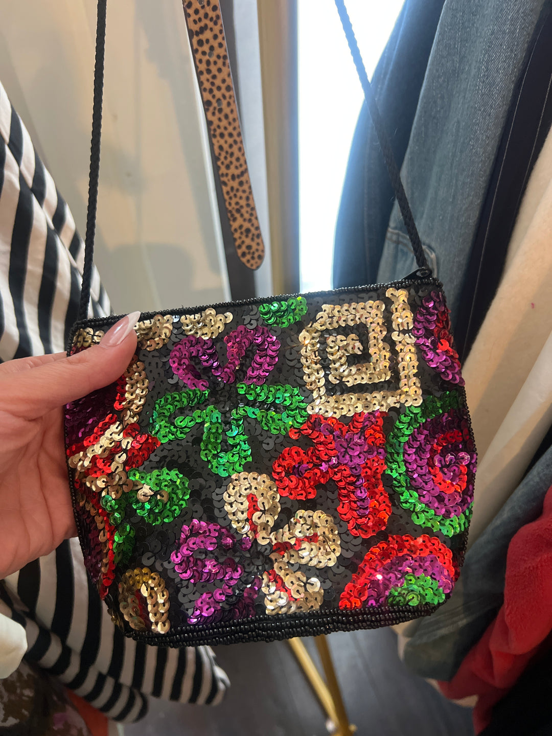Sequin shoulder bag