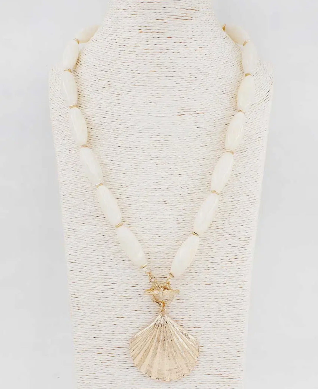 White Bead Shell Charm Necklace