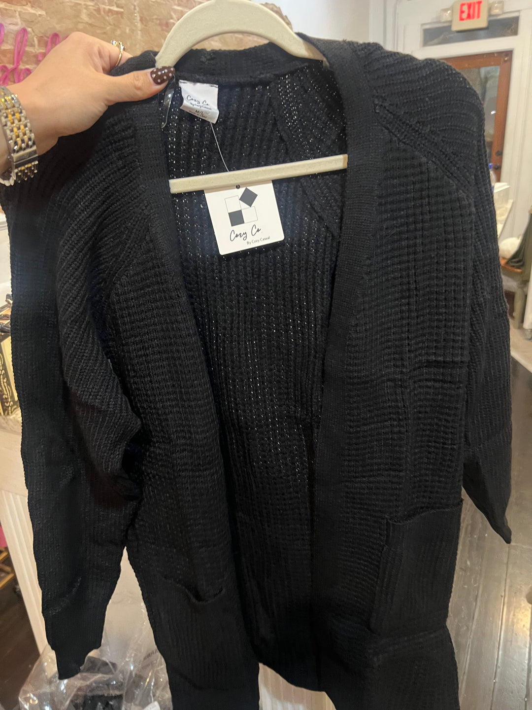 Knit Black Long Cardigan