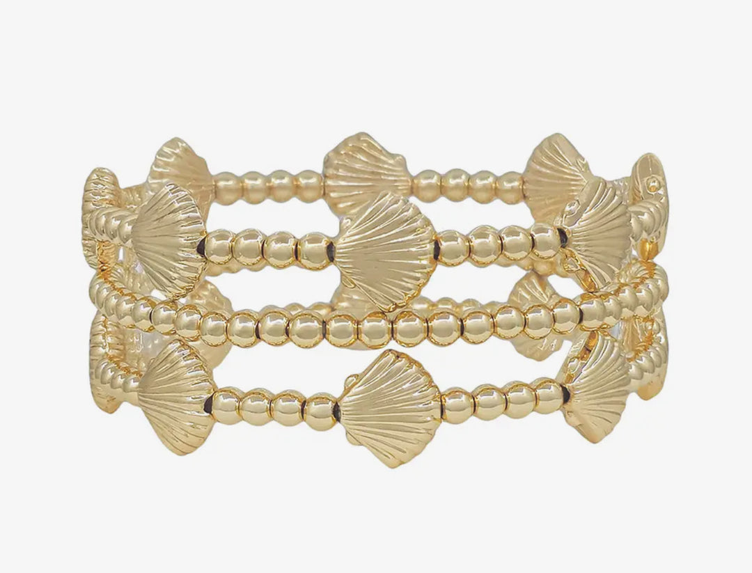Water resistant seashell stack bracelet set