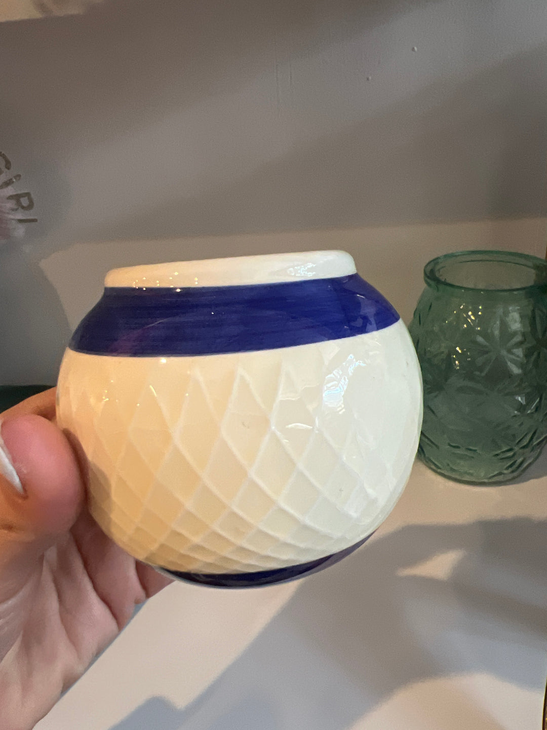 Blue Stripe Match Holder