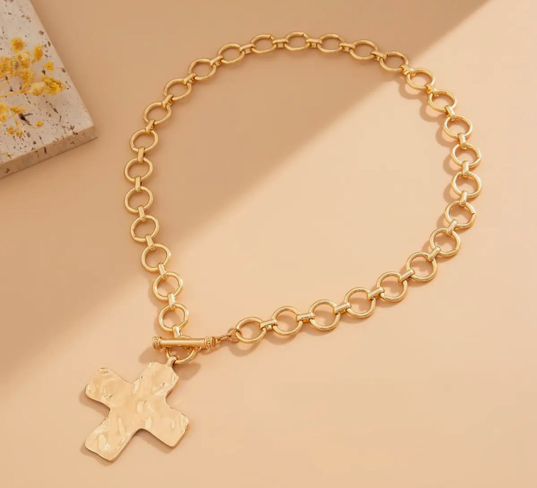 Cross Toggle Charm Necklace