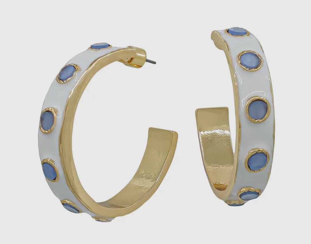 Dotted Cream Hoops water resistant