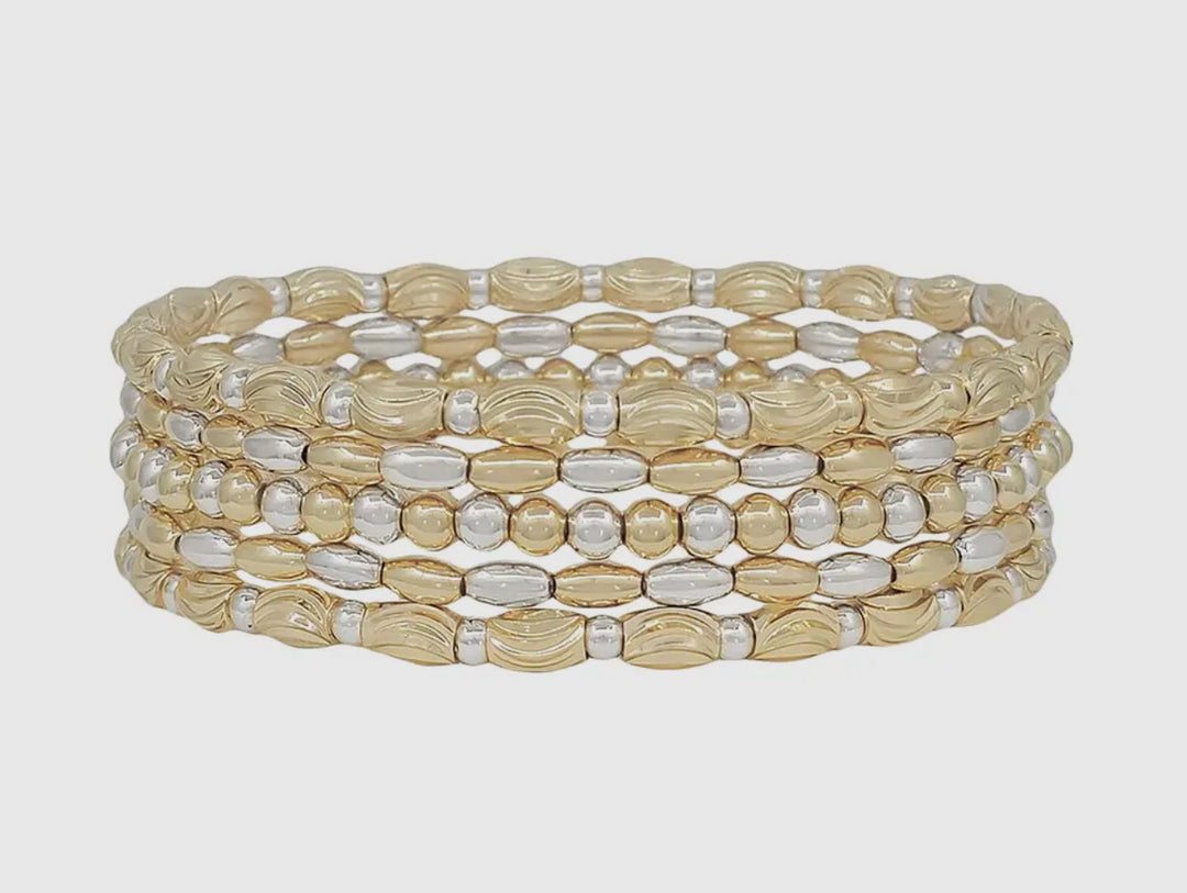 Mixed Metals Oval Beaded Set (5 bracelets) water resistant