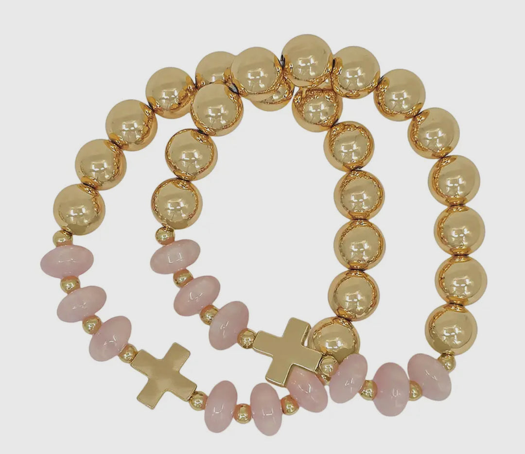 Gold Cross Stretch Bracelets