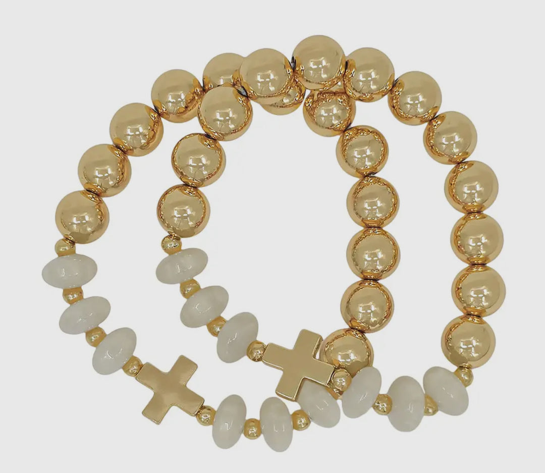 Gold Cross Stretch Bracelets