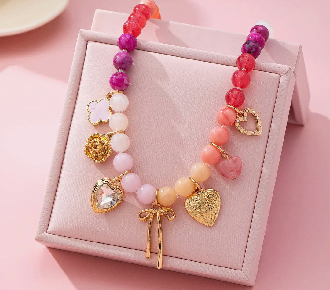 Girly Girl Heart Charm Necklace