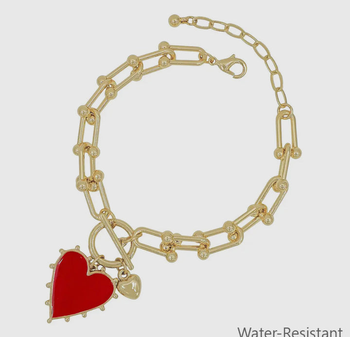 Studded Heart Charm Bracelet