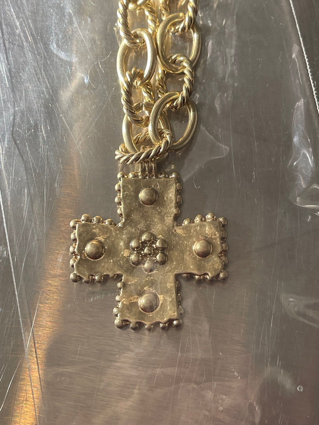 Large Gold Cross Necklace