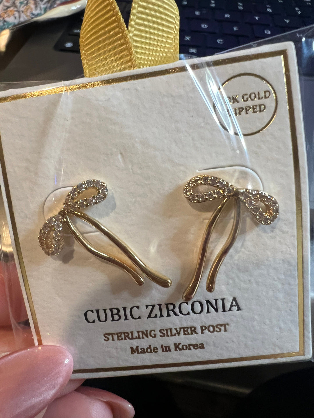 Cubic Zirconia Bow Studs