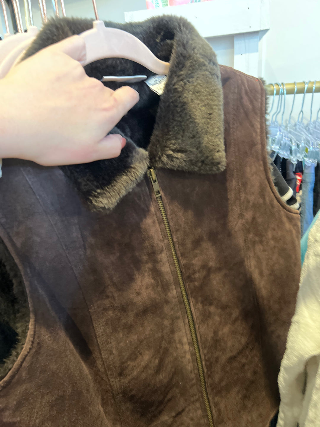 Brown Suede Fur Vest (M)