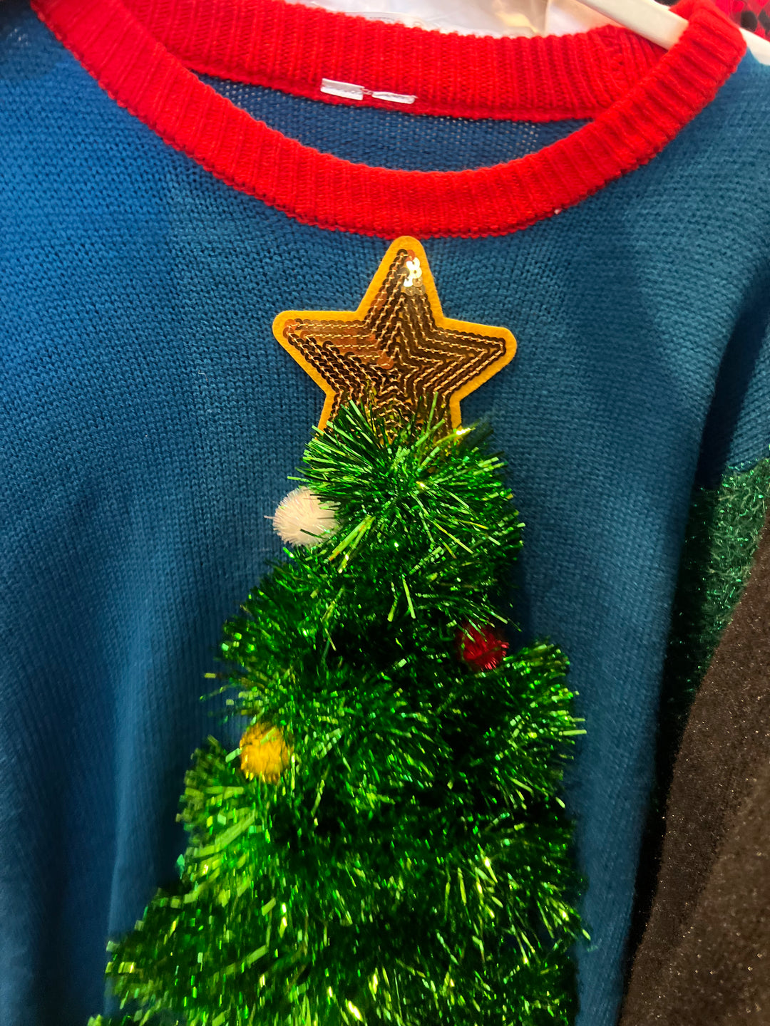 Christmas Tree with sparkle star sweater (L)