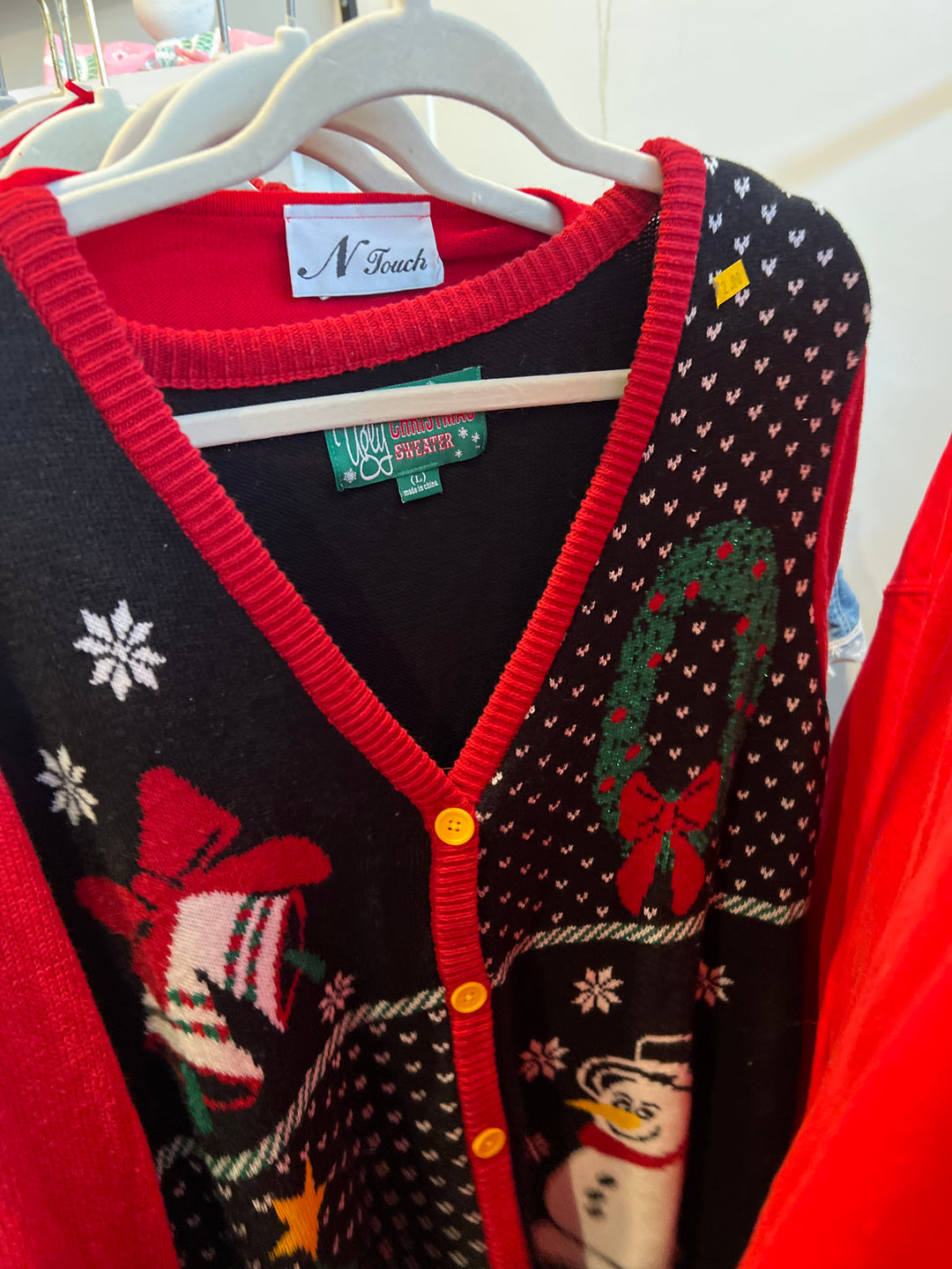 yellow button christmas sweater