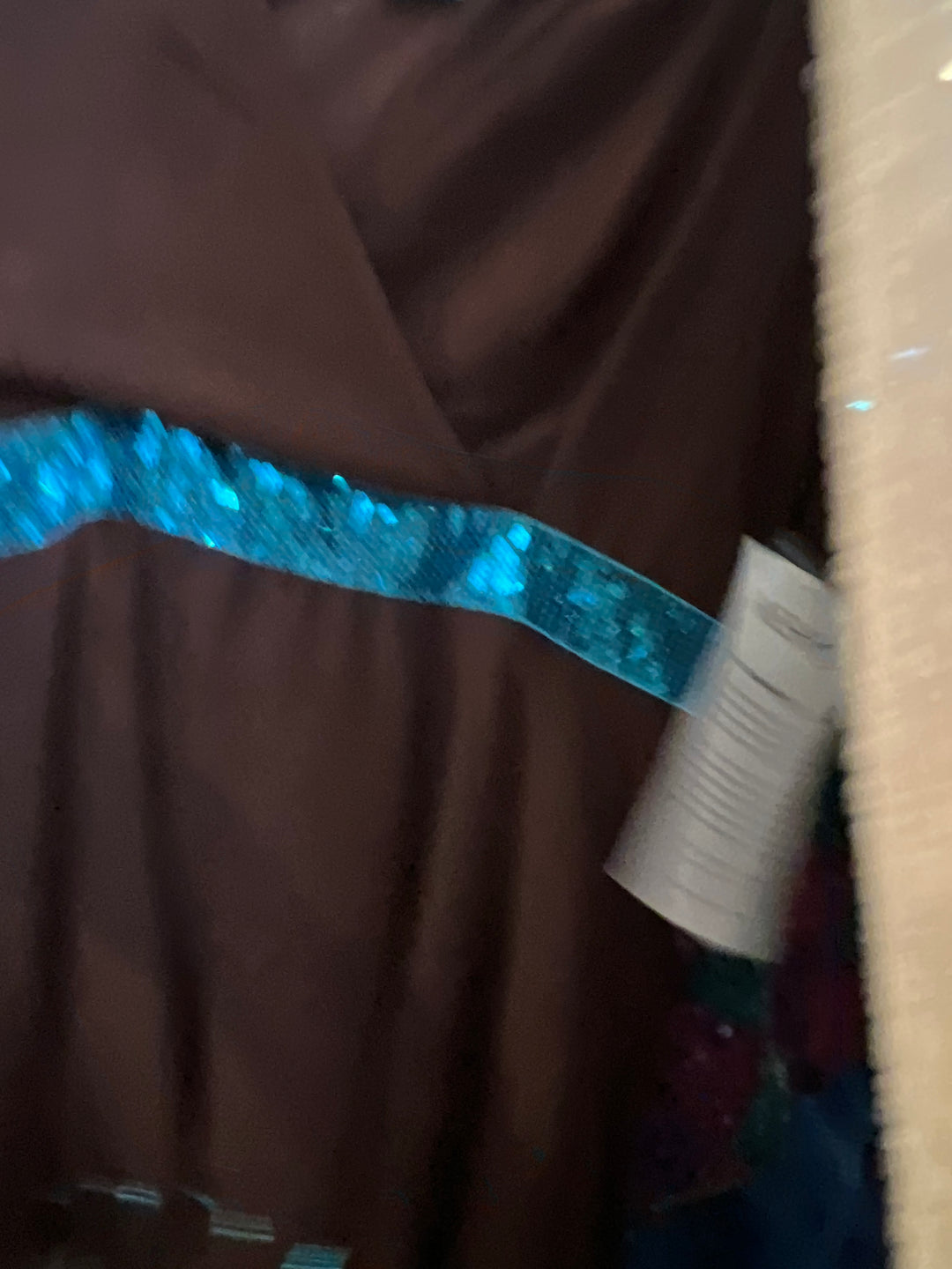 Brown and blue top (L)