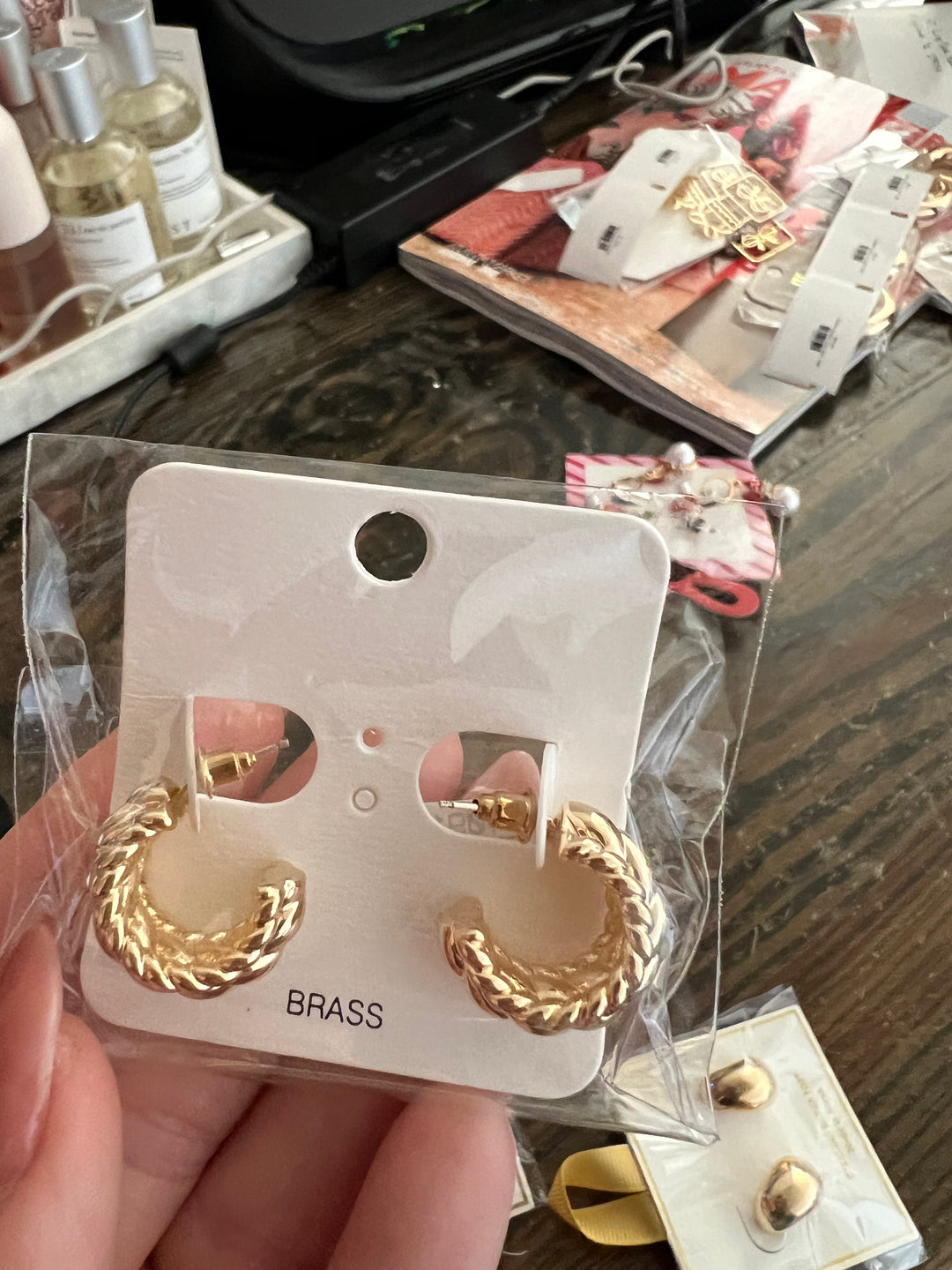 Braided mini gold hoops