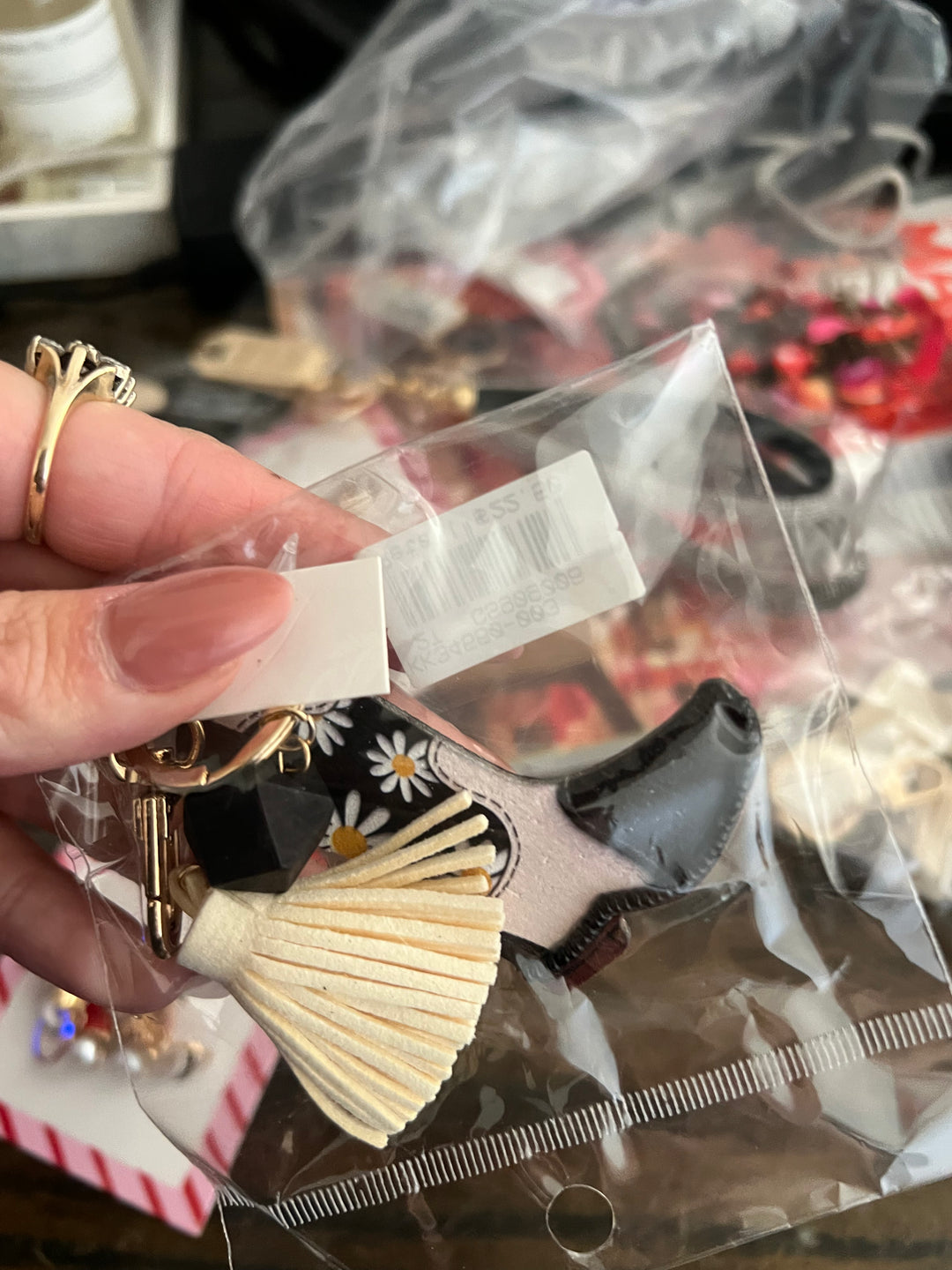 Boot cowhide keychain