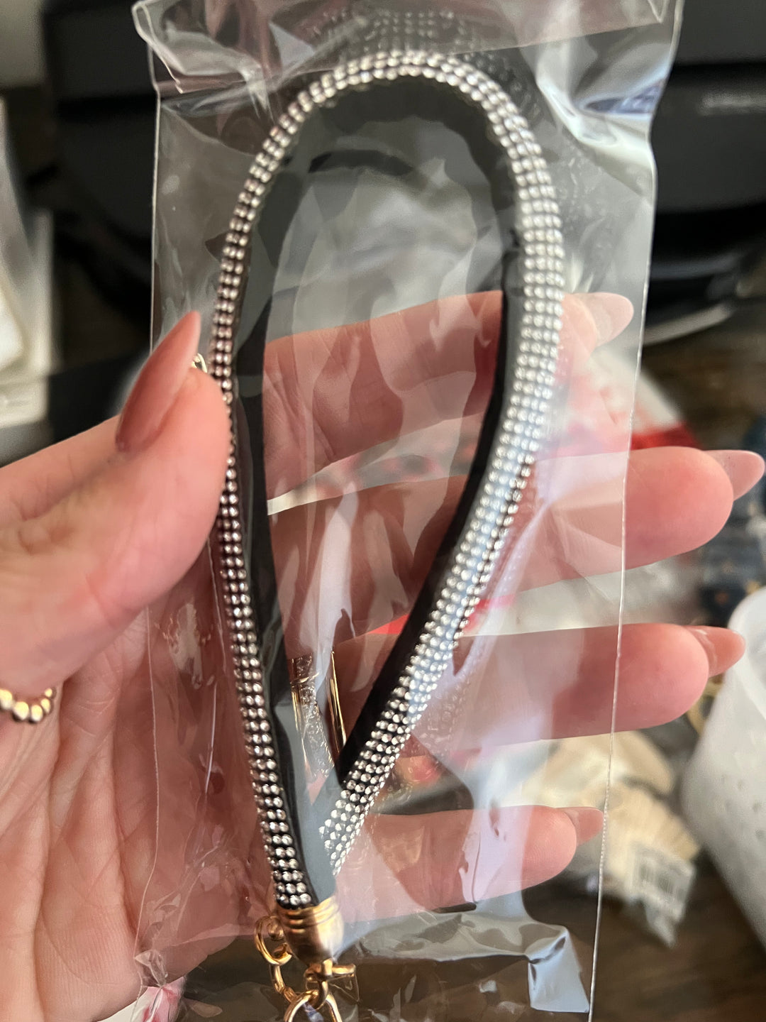 Black crystal keychain