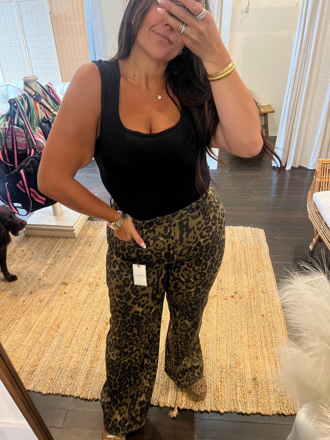 HW Retro Wide Leg Leopard JB Jean