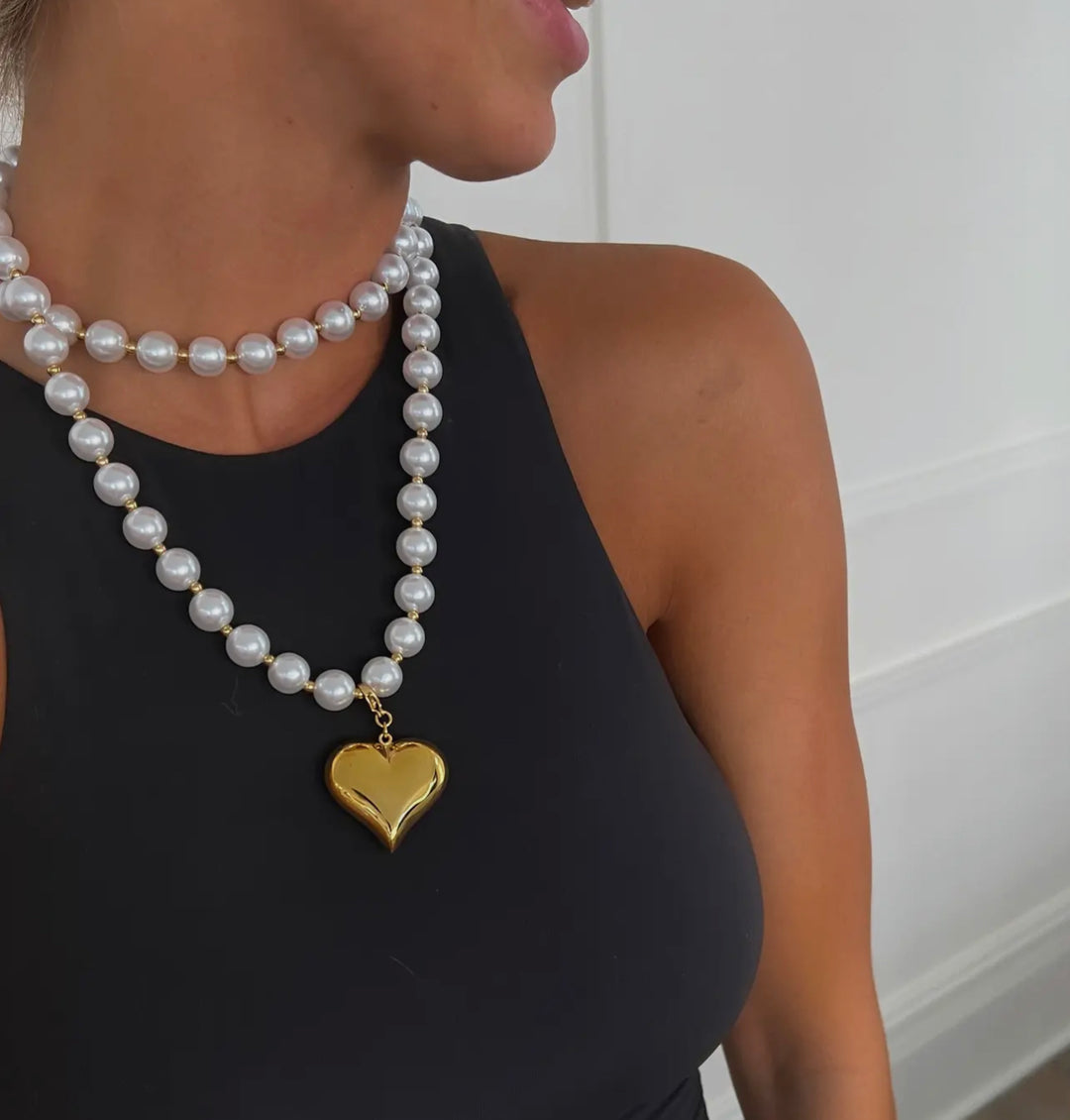 Wrap Around Pearl Heart Necklace