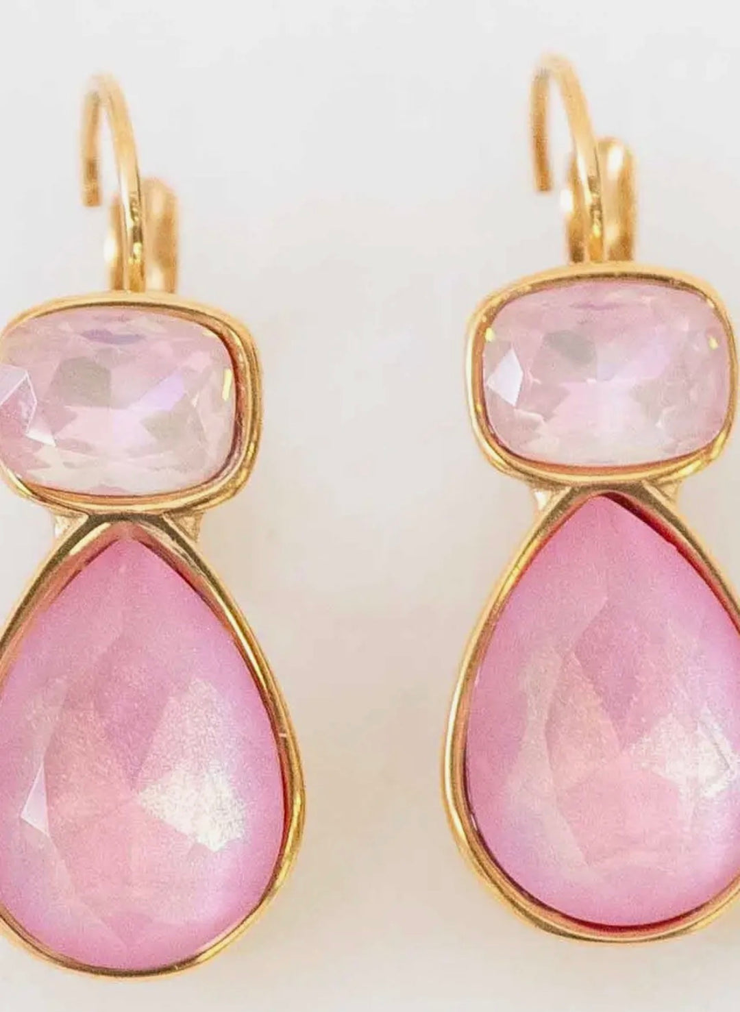 Pink Stone Hook Earrings