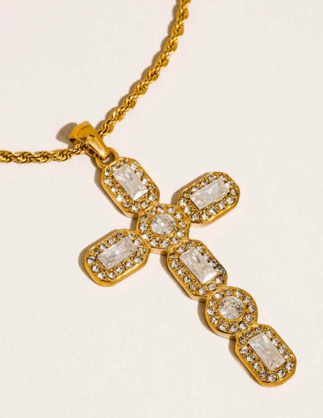 Belrose 18K Non tarnish cz cross necklace