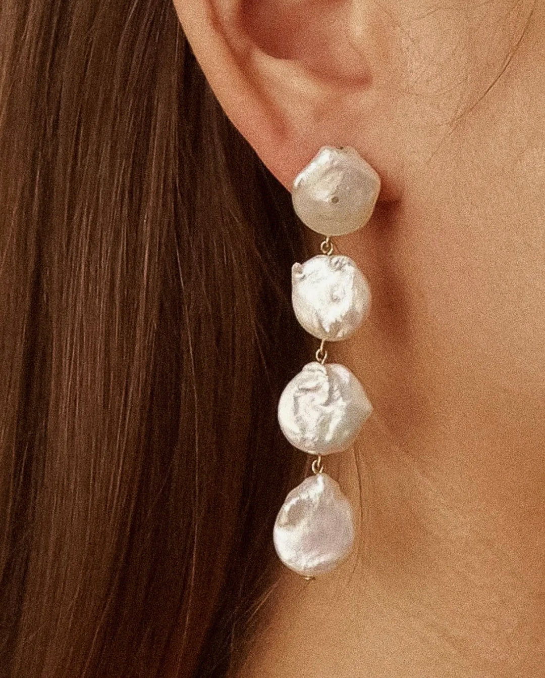 Heloise 18k non tarnish pearl drop earring