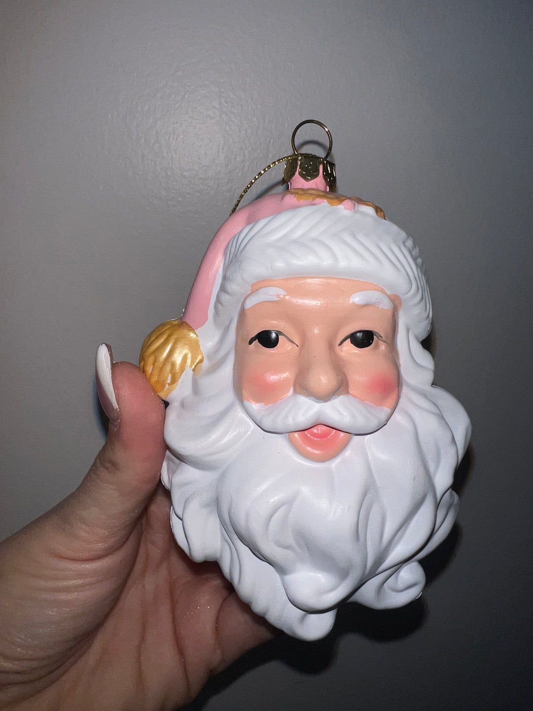 Pink Santa Ornament