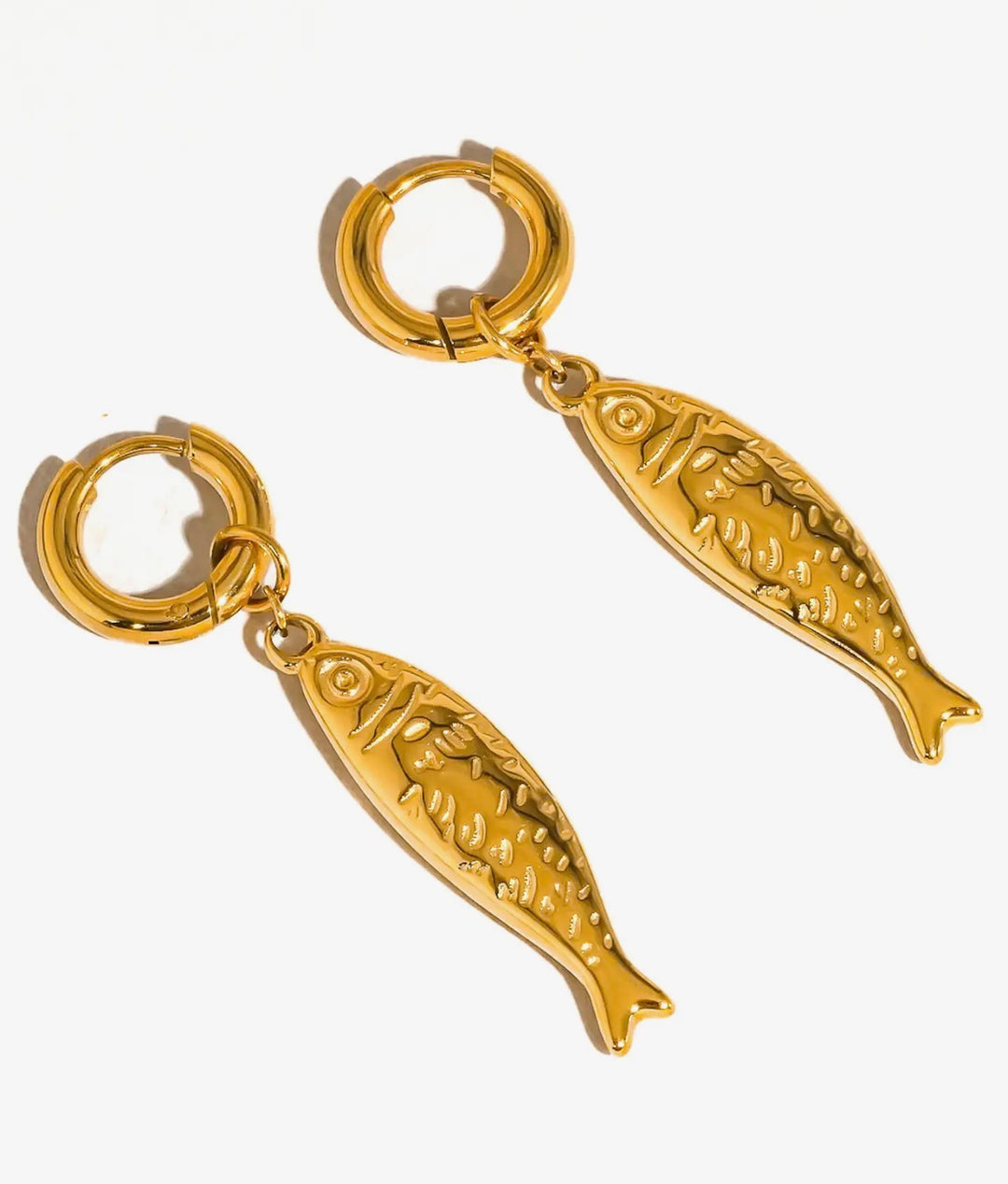 Nibe 18k gold non tarnish fish earring