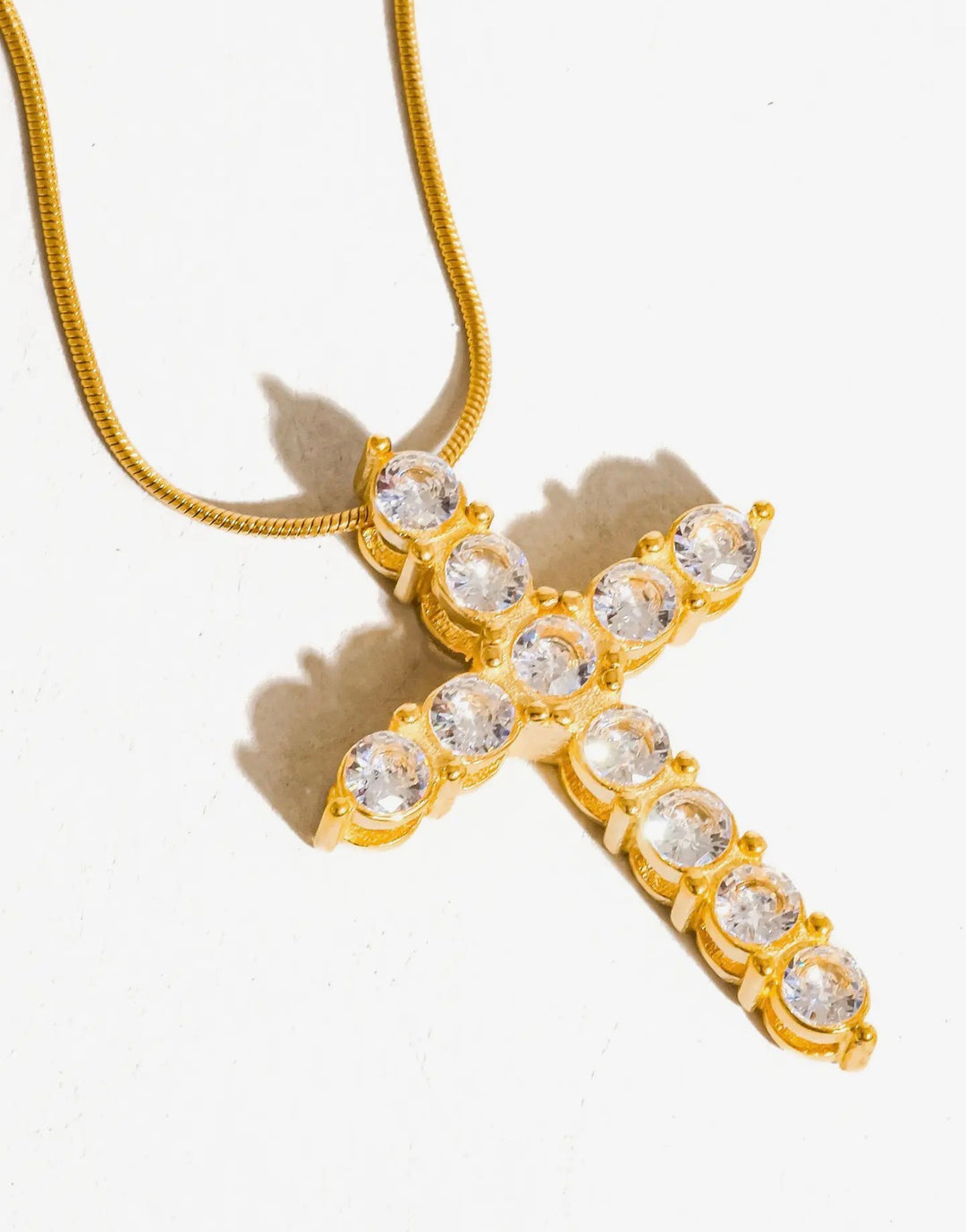 Raeven 18k gold non tarnish cs cross necklace