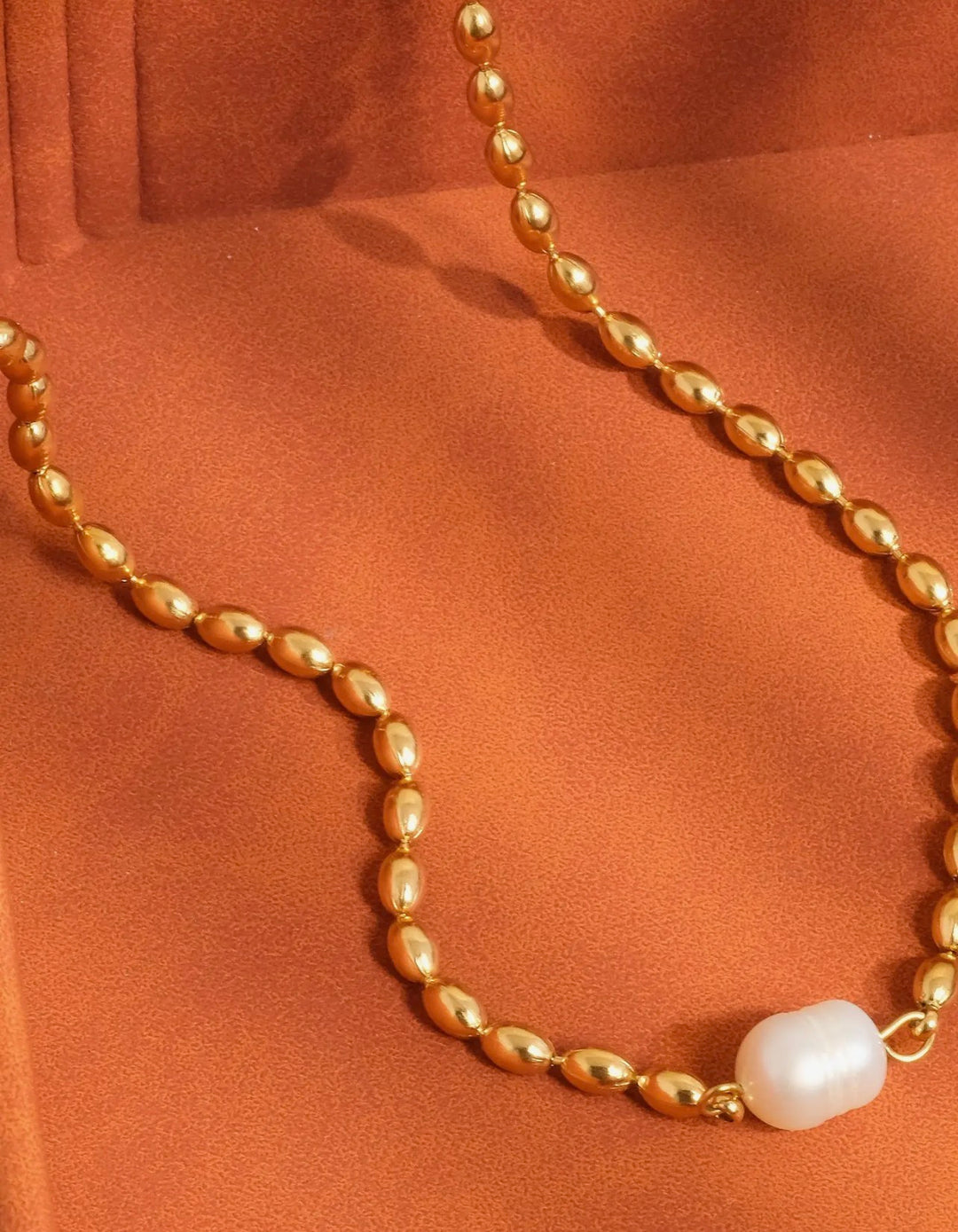 Vigne 18k gold non tarnish pearl ball chain necklace