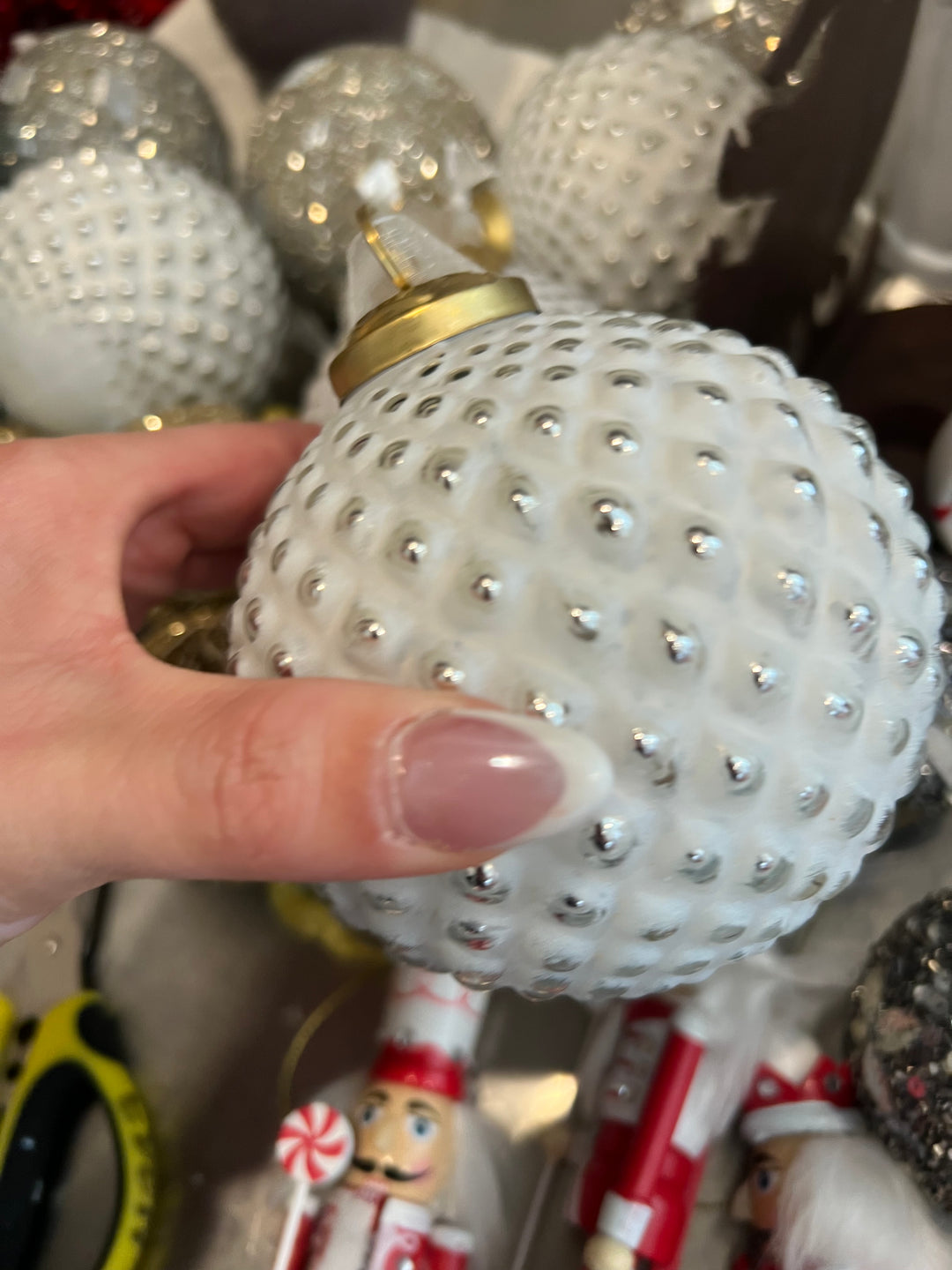 Medium White Ball Ornament