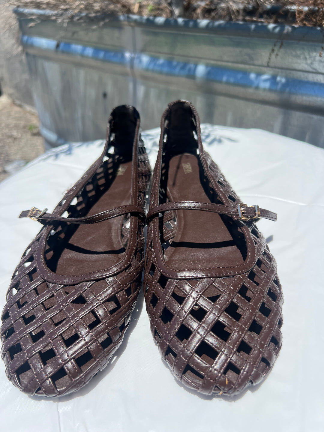 Zara Mary Jane Flats (brown) (size 9/9.5)